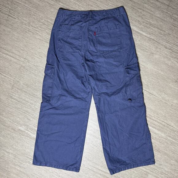 Levis Womens Wide Leg Baggy Cargo Pants Canvas Blue Size 30x30 High Rise - Picture 2 of 11